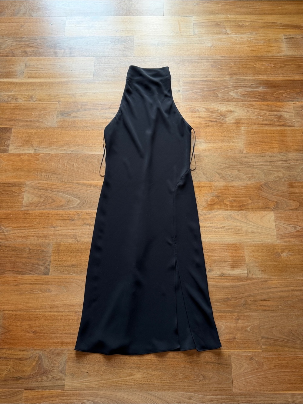 Sleek Black Halter Midi Dress